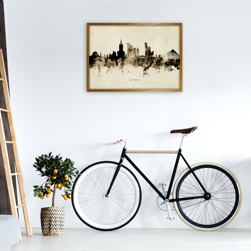 Warsaw Poland Skyline Vintage Art Print by Michael Tompsett A1 Print Only