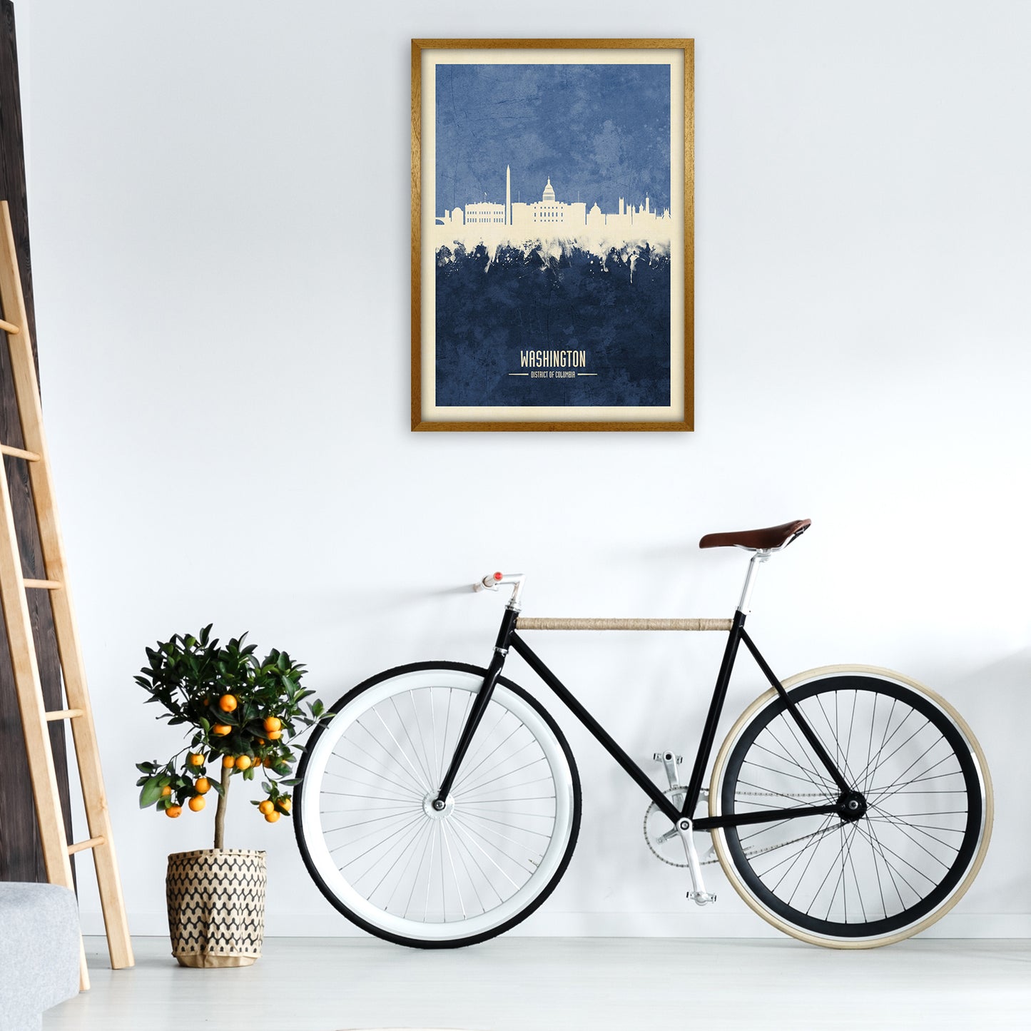 Washington Dc Skyline Portrait Navy Art Print by Michael Tompsett A1 Print Only