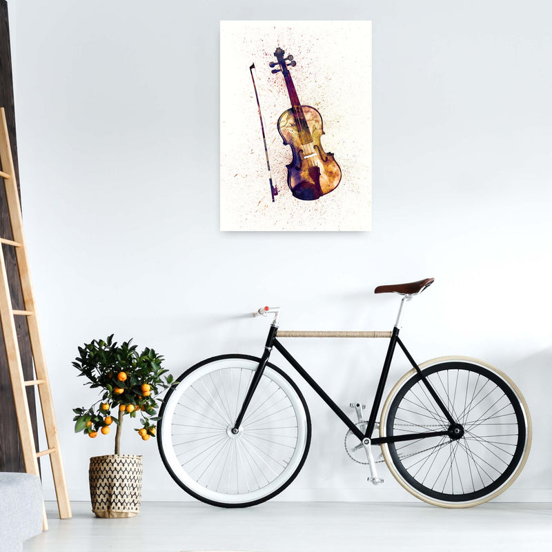 Violin Watercolour Print by Michael Tompsett A1 Black Frame