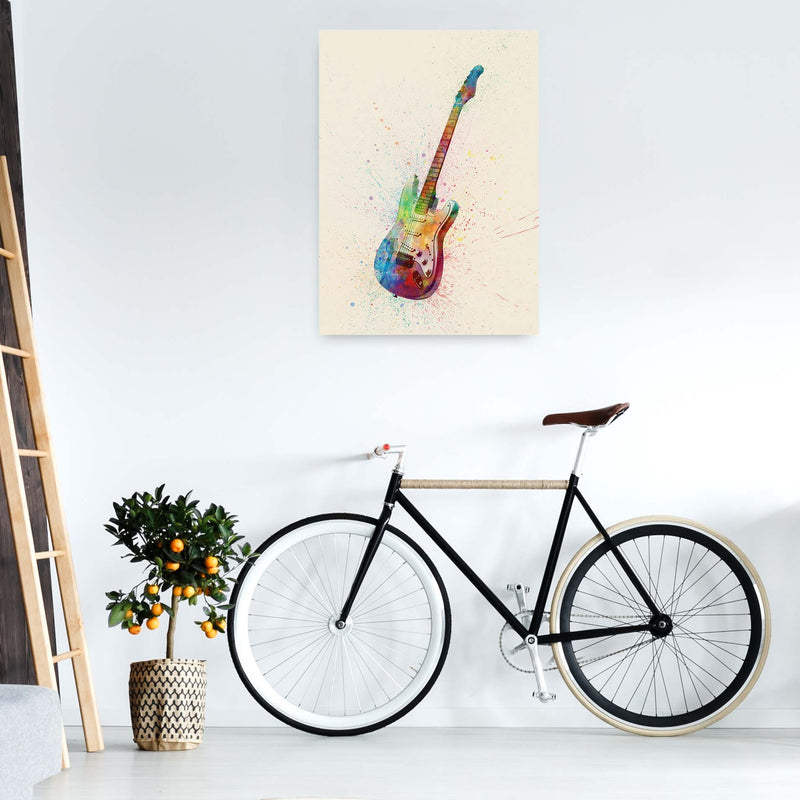 Electric Guitar Watercolour Multi-Colour  by Michael Tompsett A1 Black Frame