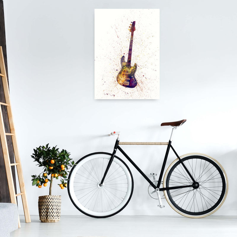 Electric Bass Guitar Watercolour  by Michael Tompsett A1 Black Frame