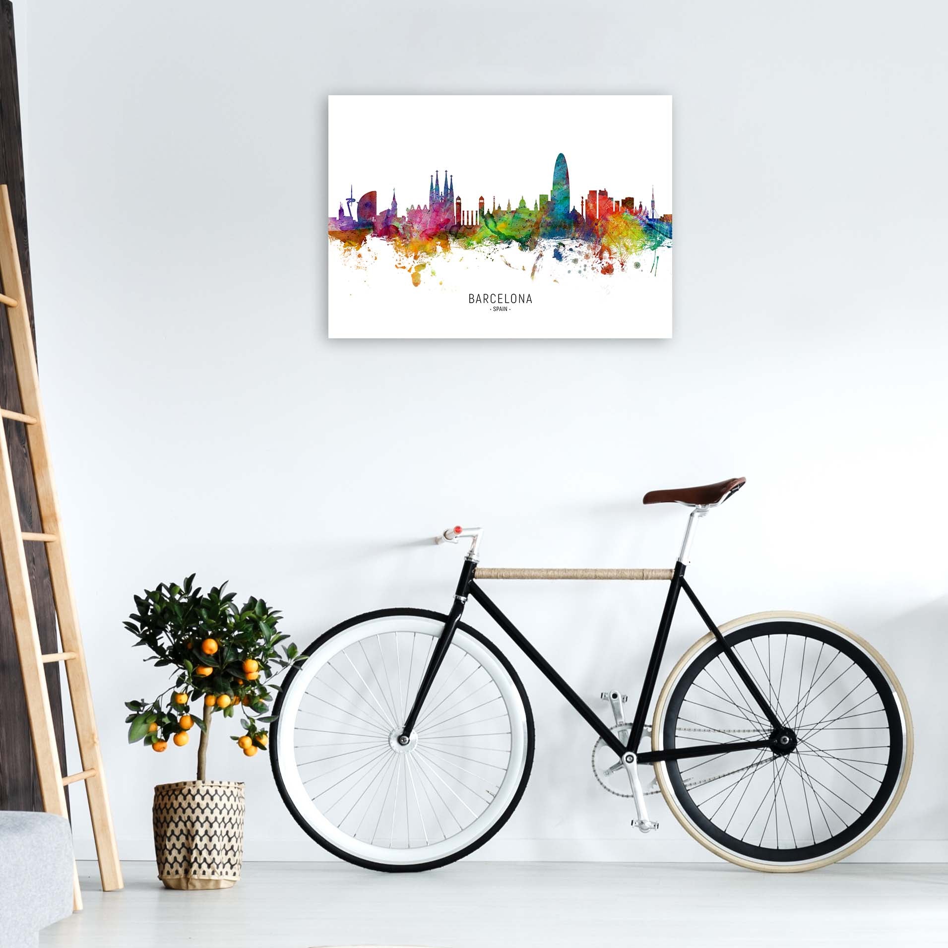 Barcelona Spain Skyline Art Print by Michael Tompsett A1 Black Frame