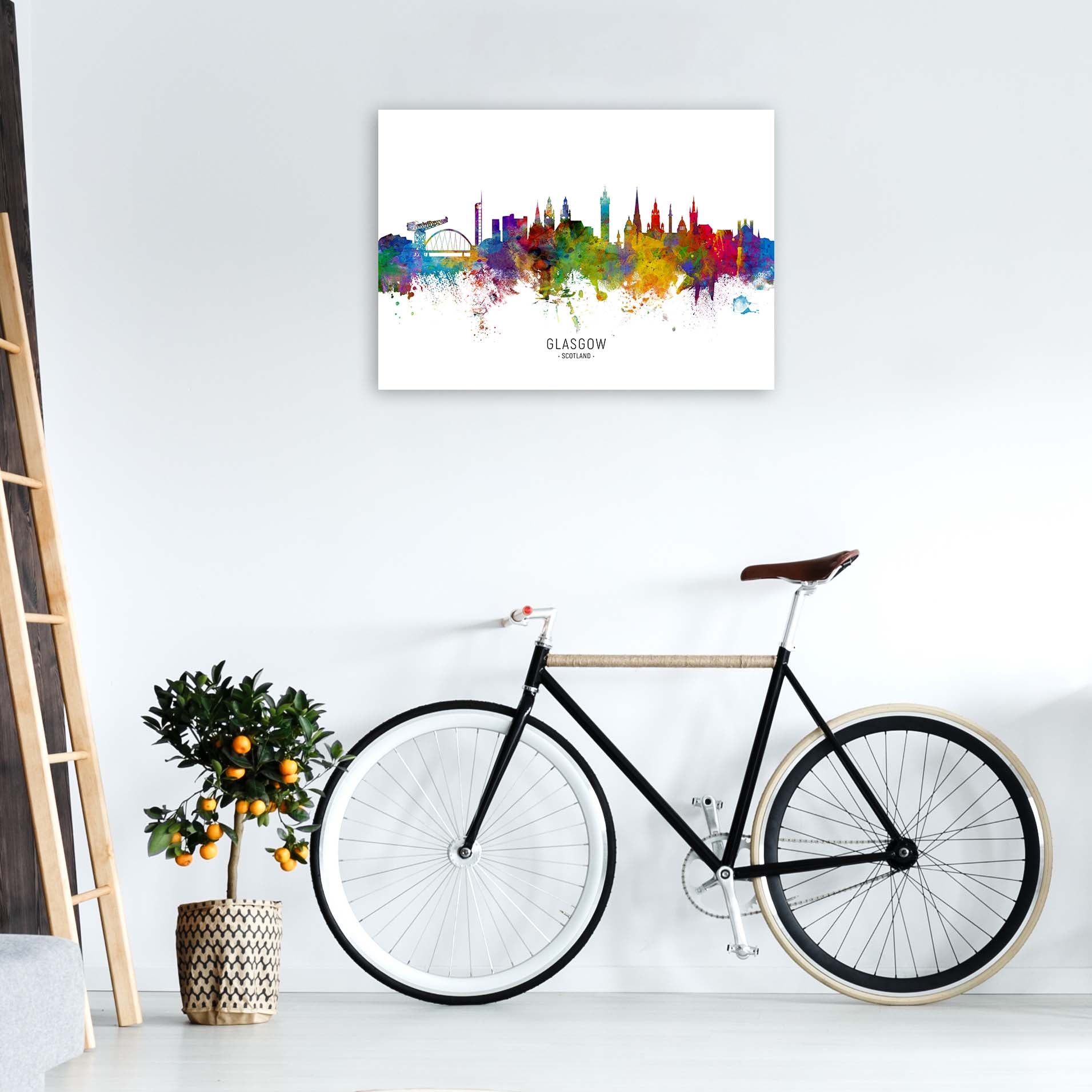 Glasgow Scotland Skyline Art Print by Michael Tompsett A1 Black Frame