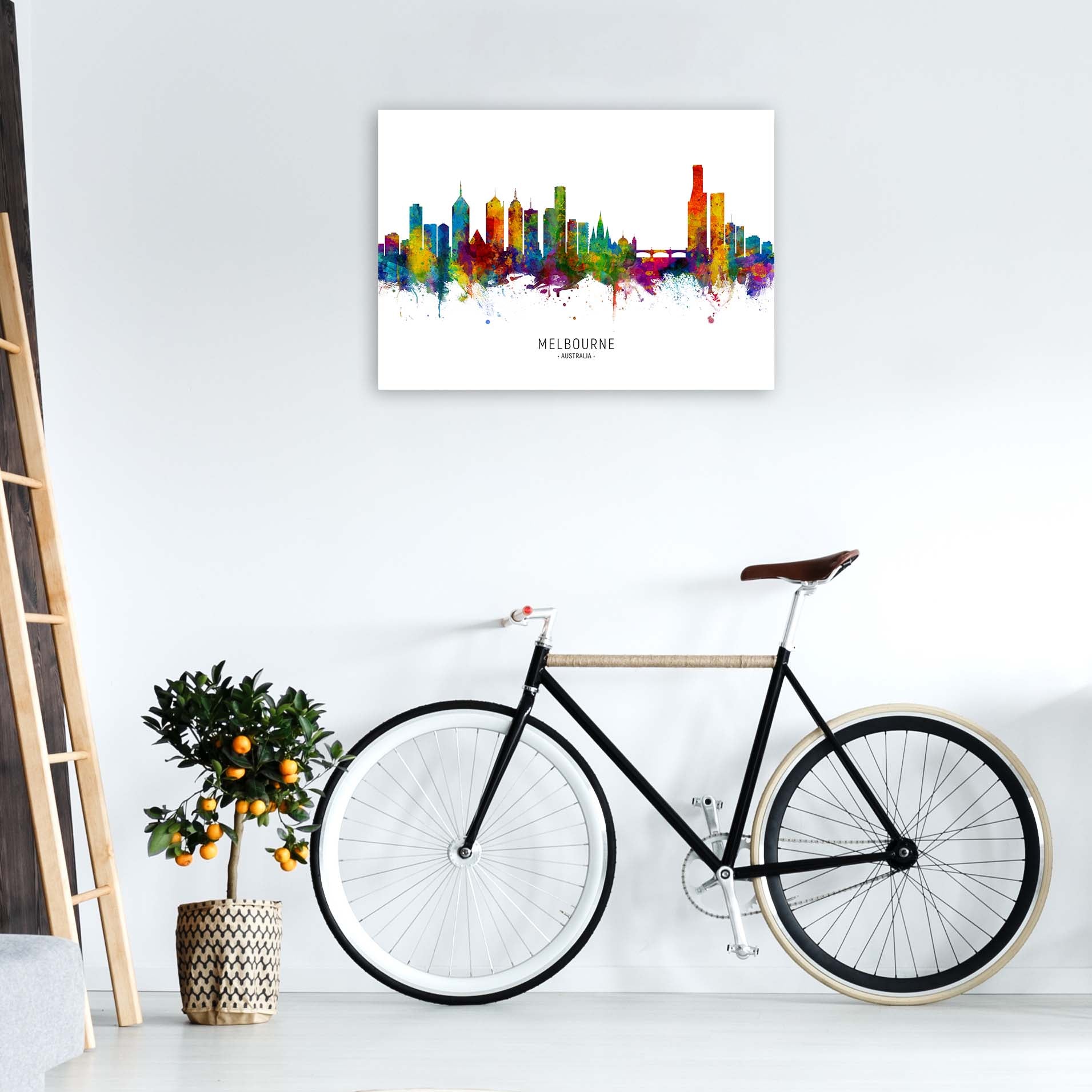 Melbourne Australia Skyline Art Print by Michael Tompsett A1 Black Frame