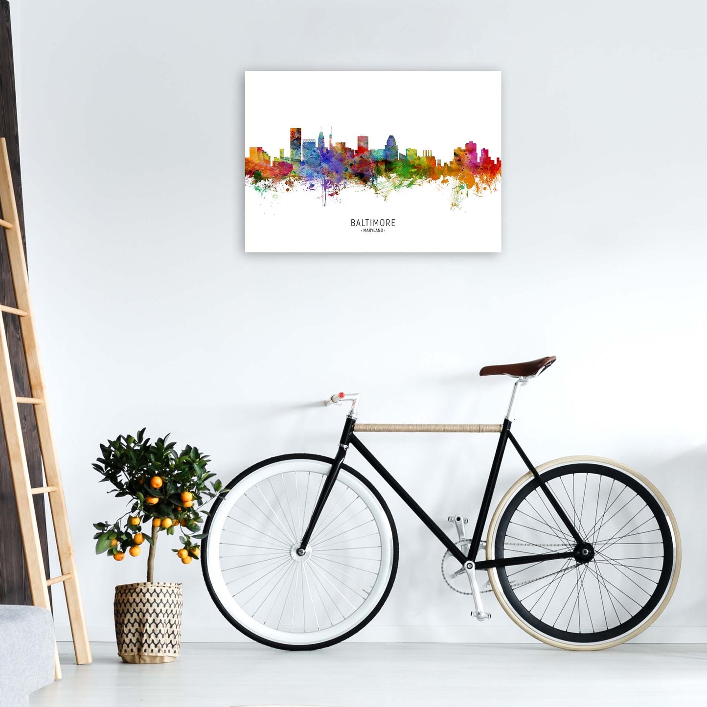 Baltimore Maryland Skyline Art Print by Michael Tompsett A1 Black Frame