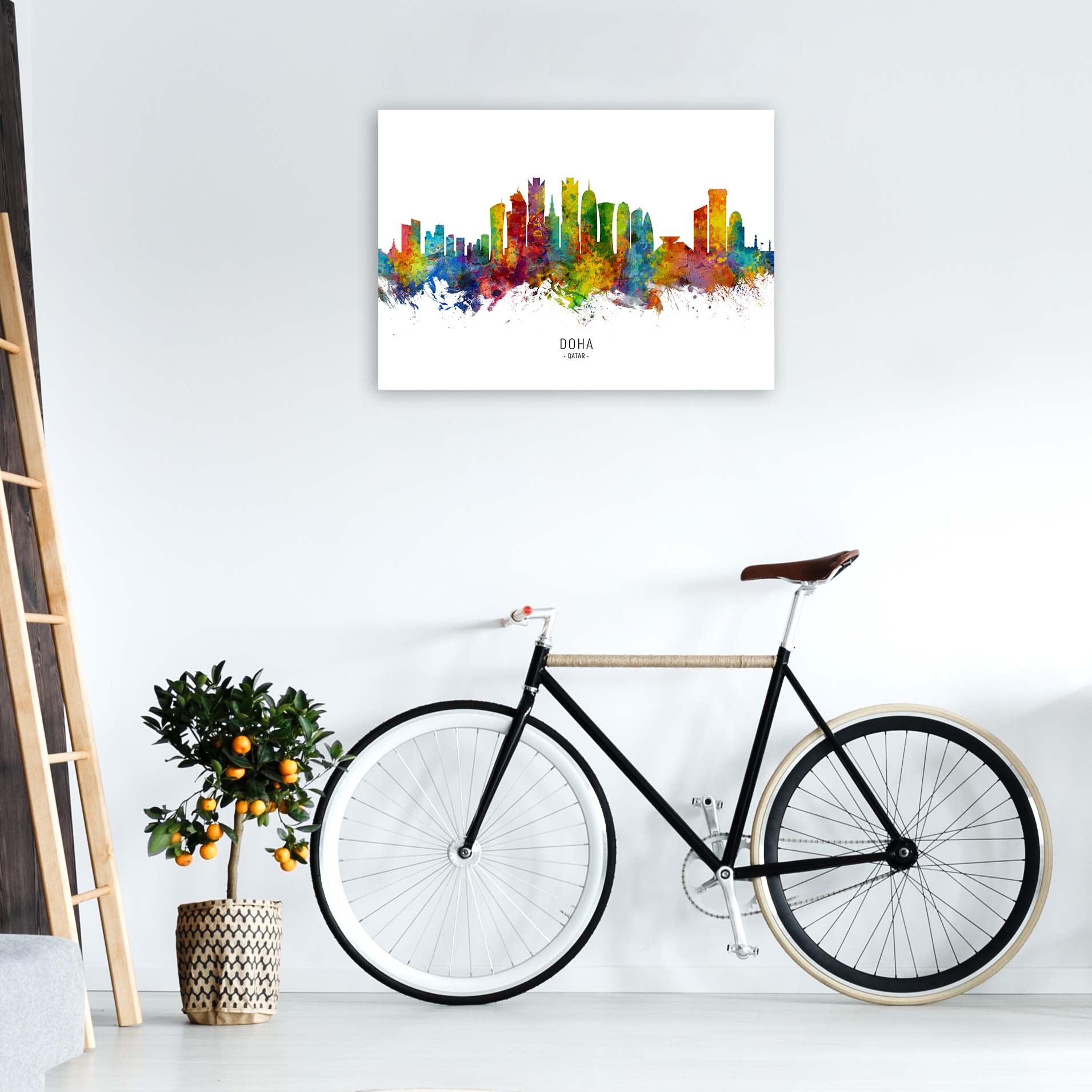 Doha Qatar Skyline Art Print by Michael Tompsett A1 Black Frame