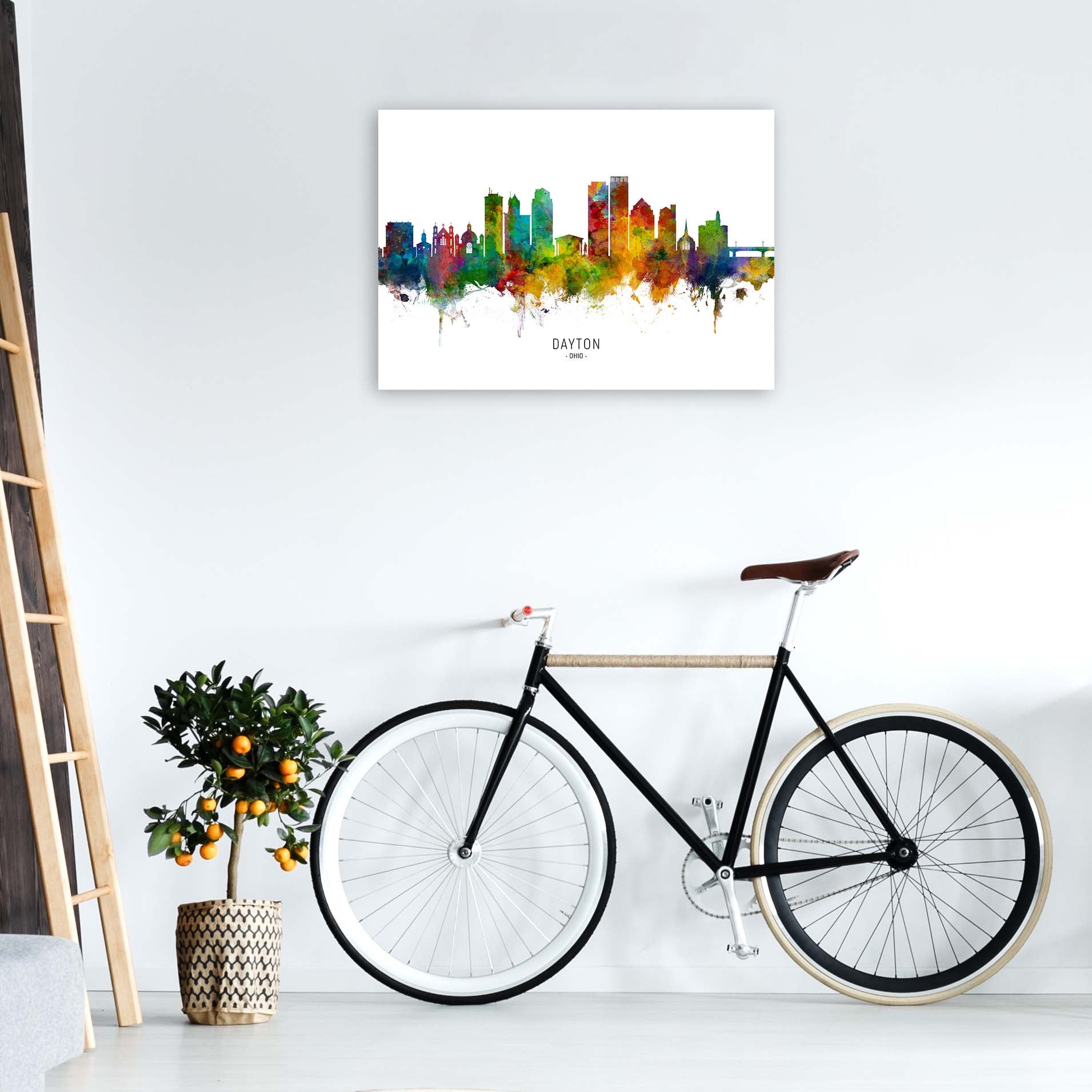 Dayton Ohio Skyline Art Print by Michael Tompsett A1 Black Frame