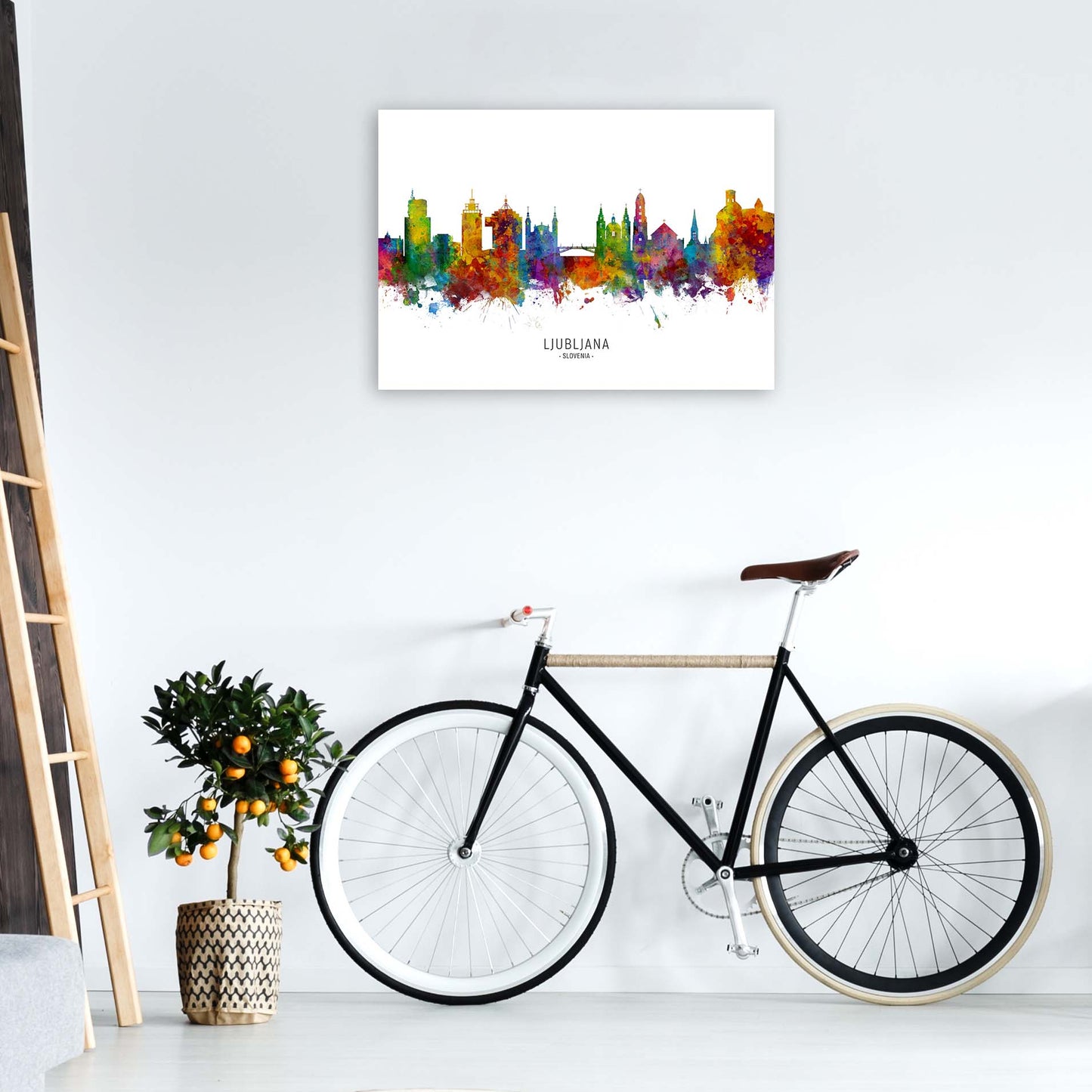 Ljubljana Slovenia Skyline Art Print by Michael Tompsett A1 Black Frame