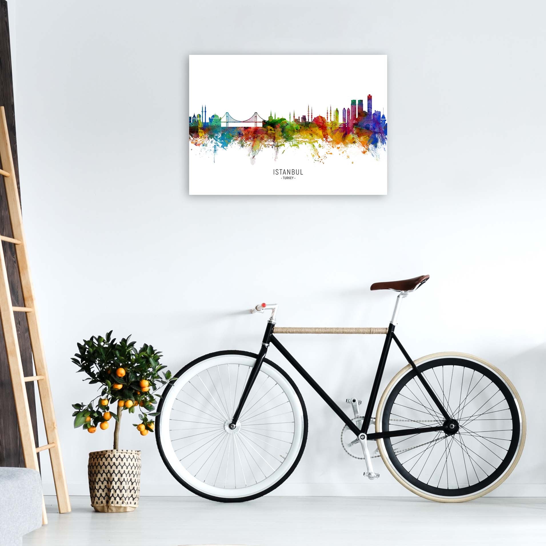 Istanbul Turkey Skyline Art Print by Michael Tompsett A1 Black Frame
