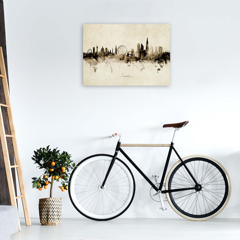 London England Skyline Vintage  Art Print by Michael Tompsett A1 Black Frame