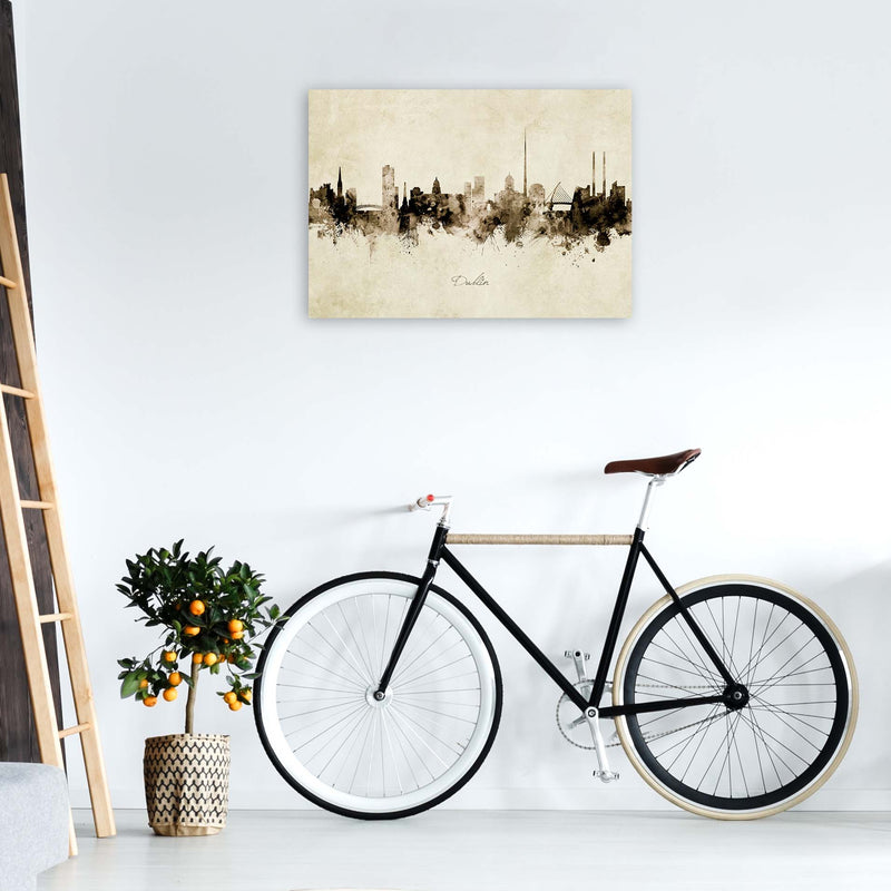 Dublin Ireland Skyline Vintage  Art Print by Michael Tompsett A1 Black Frame