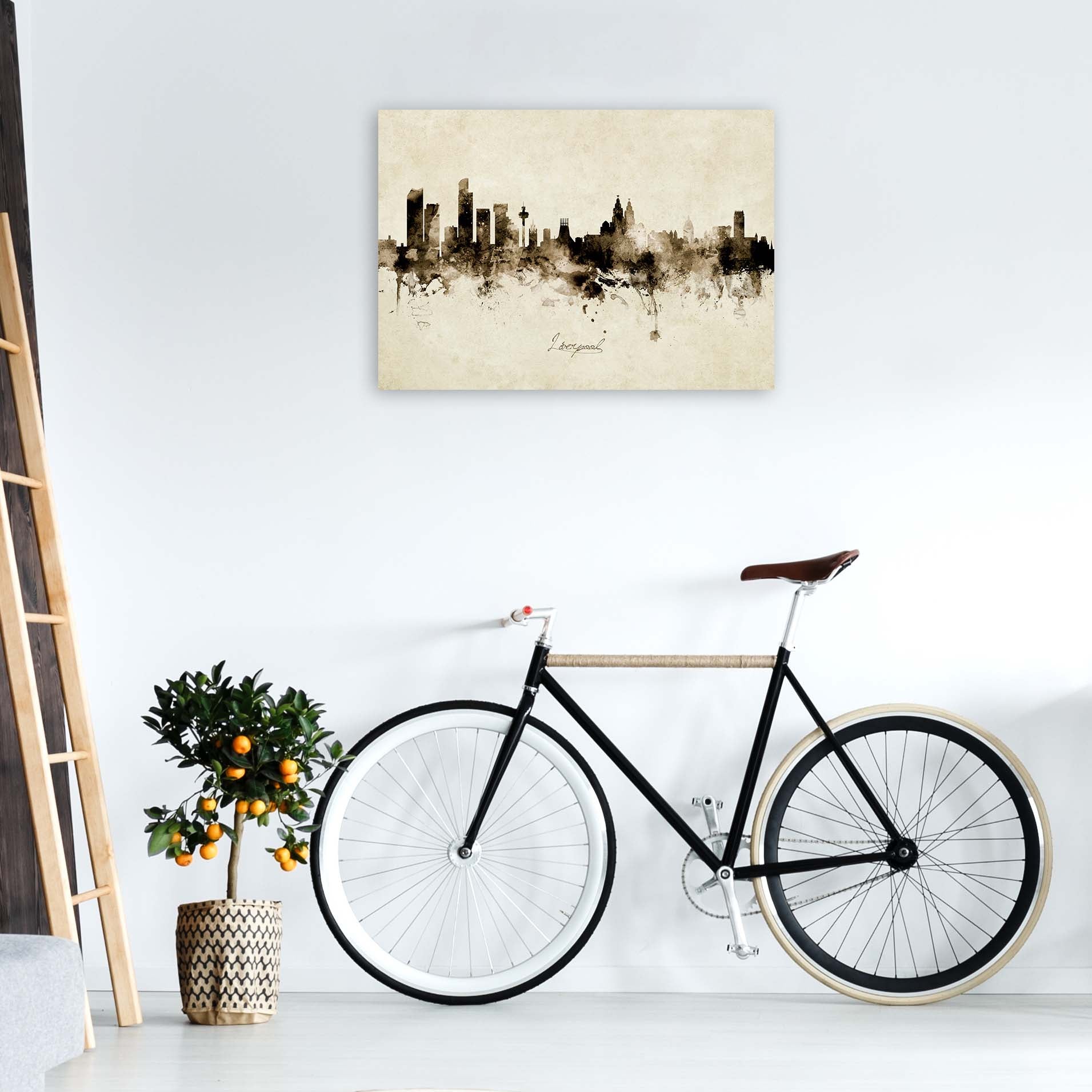 Liverpool England Skyline Vintage Print by Michael Tompsett A1 Black Frame