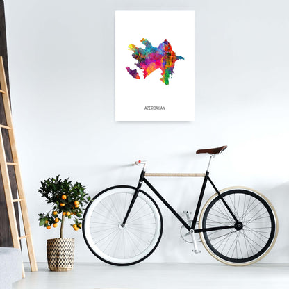 Azerbaijan Watercolour Map Art Print by Michael Tompsett A1 Black Frame