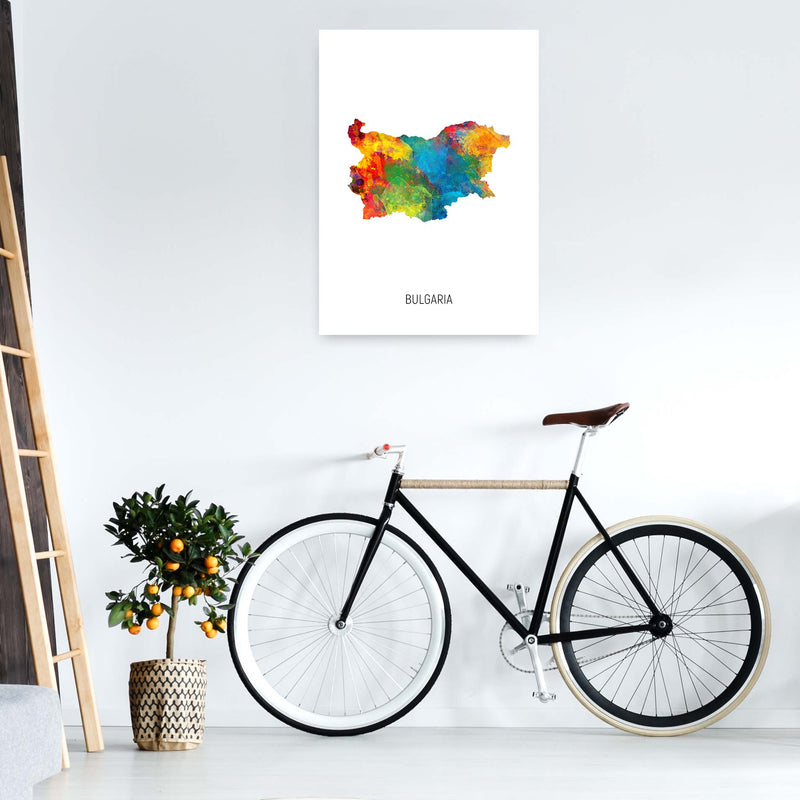 Bulgaria Watercolour Map Art Print by Michael Tompsett A1 Black Frame