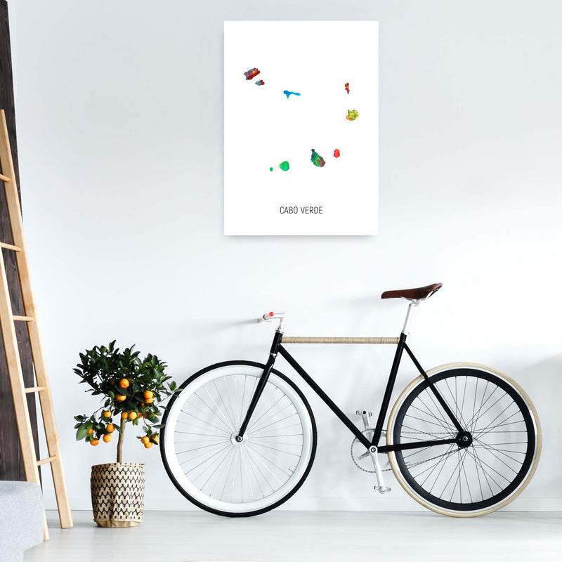 Cabo Verde Watercolour Map Art Print by Michael Tompsett A1 Black Frame