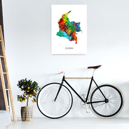 Colombia Watercolour Map Art Print by Michael Tompsett A1 Black Frame