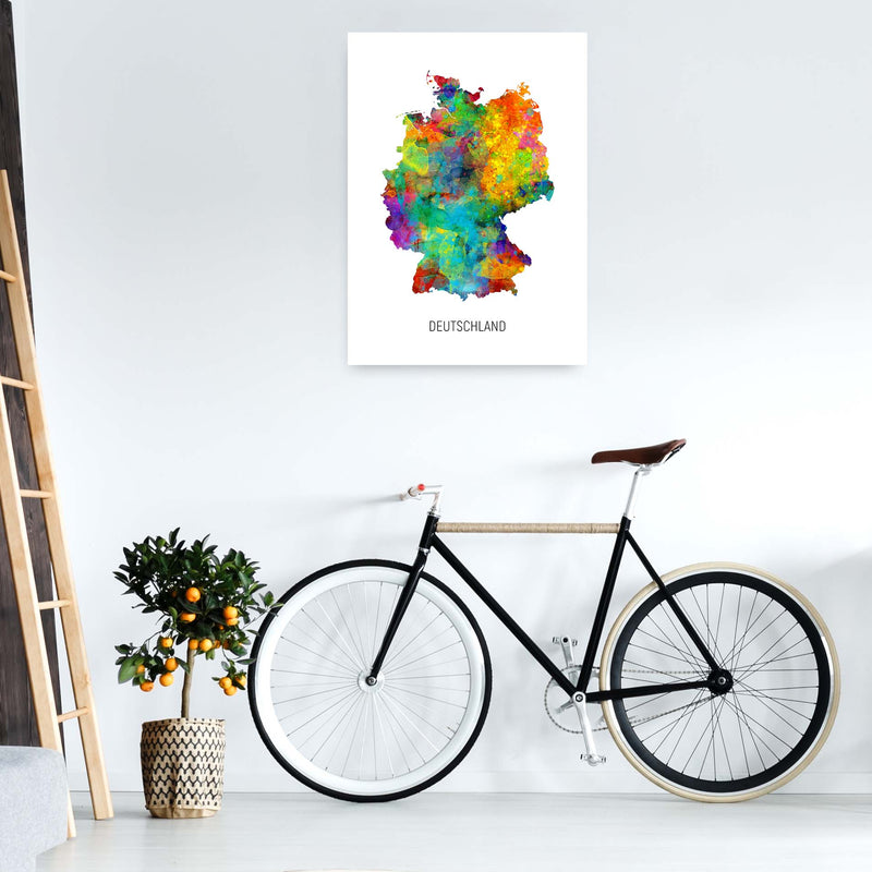Deutschland Watercolour Map Art Print by Michael Tompsett A1 Black Frame