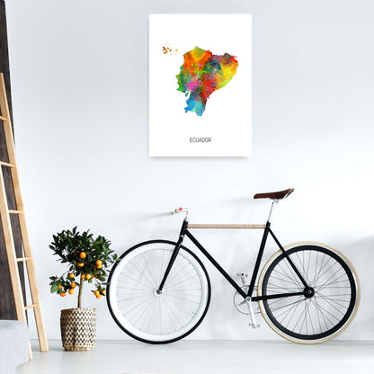 Ecuador Watercolour Map Art Print by Michael Tompsett A1 Black Frame