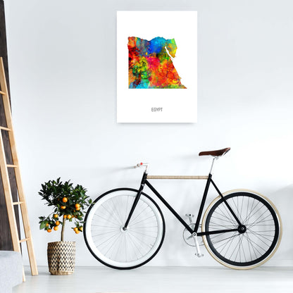Egypt Watercolour Map Art Print by Michael Tompsett A1 Black Frame