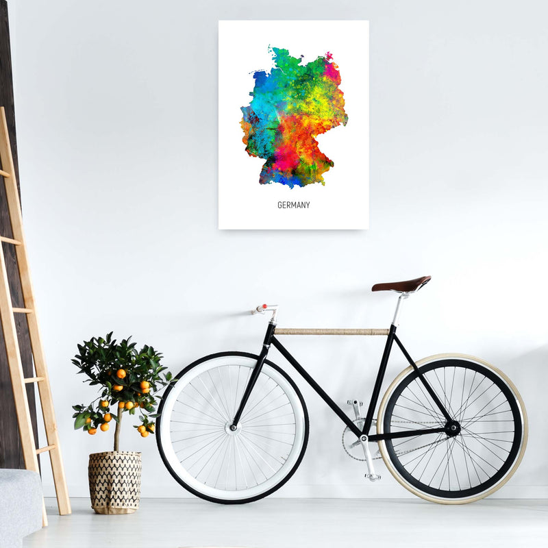 Germany Watercolour Map Art Print by Michael Tompsett A1 Black Frame