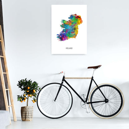 Ireland Watercolour Map Art Print by Michael Tompsett A1 Black Frame