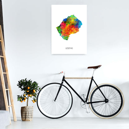Lesotho Watercolour Map Art Print by Michael Tompsett A1 Black Frame
