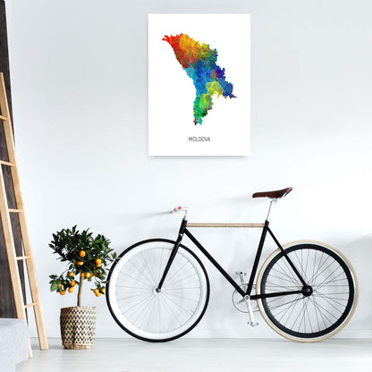 Moldova Watercolour Map Art Print by Michael Tompsett A1 Black Frame