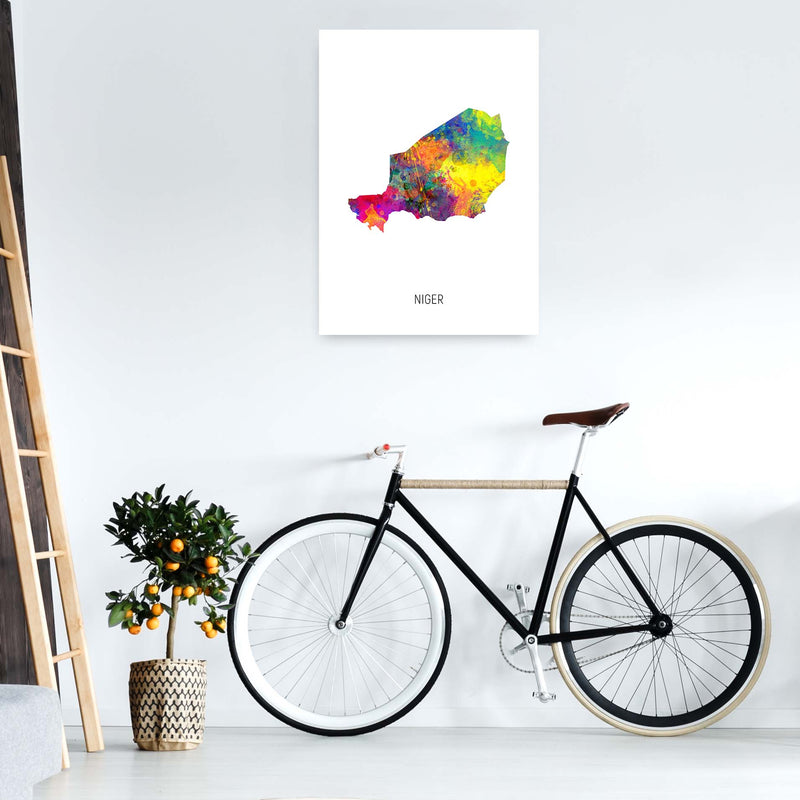 Niger Watercolour Map Art Print by Michael Tompsett A1 Black Frame