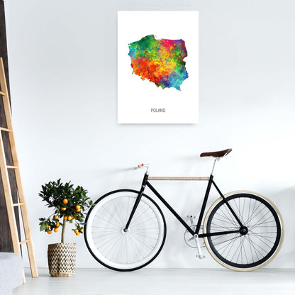 Poland Watercolour Map Art Print by Michael Tompsett A1 Black Frame