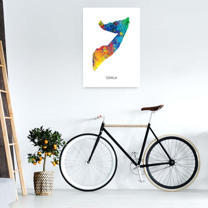 Somalia Watercolour Map Art Print by Michael Tompsett A1 Black Frame