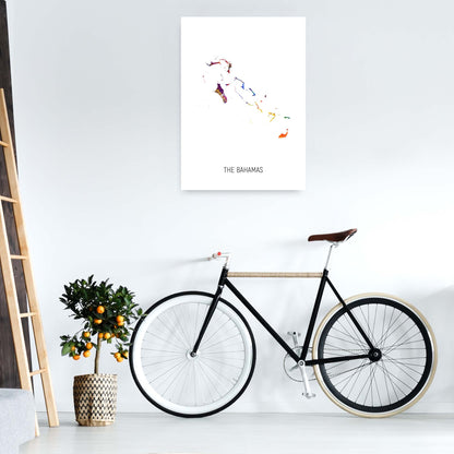 The Bahamas Watercolour Map Art Print by Michael Tompsett A1 Black Frame