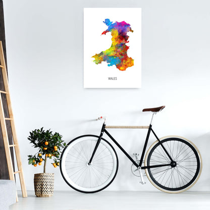 Wales Watercolour Map Art Print by Michael Tompsett A1 Black Frame