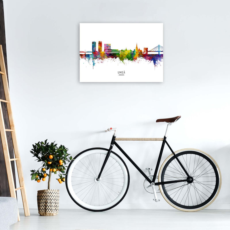 Umea Sweden Skyline Art Print by Michael Tompsett A1 Black Frame