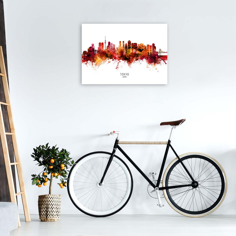 Tokyo Japan Skyline Red City Name Print by Michael Tompsett A1 Black Frame