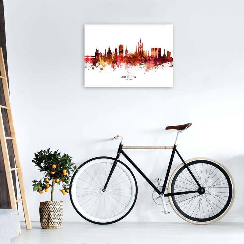 Aberdeen Scotland Skyline Red City Name  by Michael Tompsett A1 Black Frame