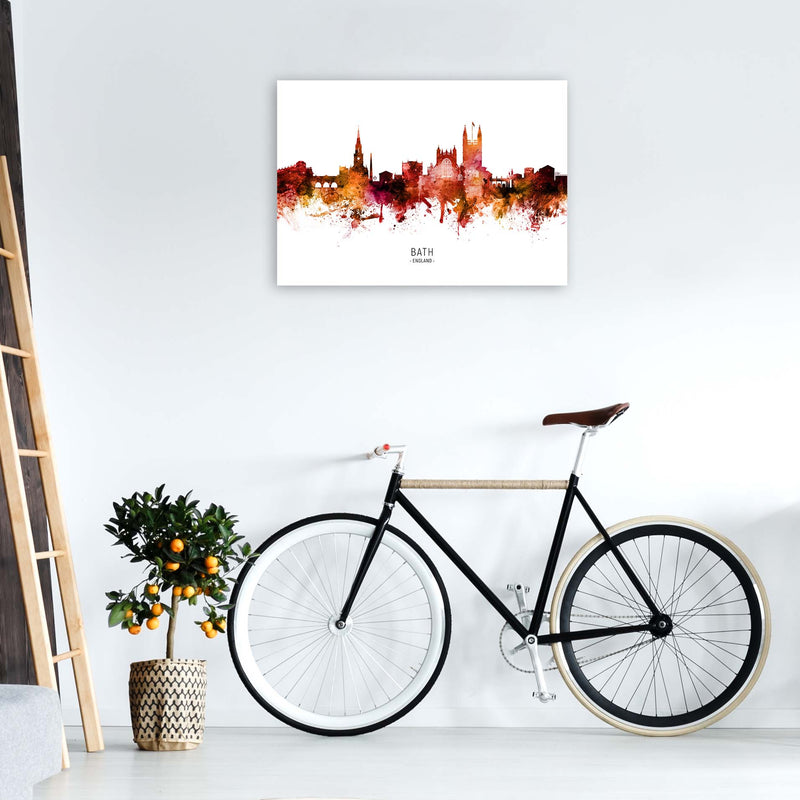 Bath England Skyline Red City Name Print by Michael Tompsett A1 Black Frame