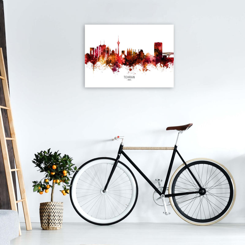 Tehran Iran Skyline Red City Name Print by Michael Tompsett A1 Black Frame