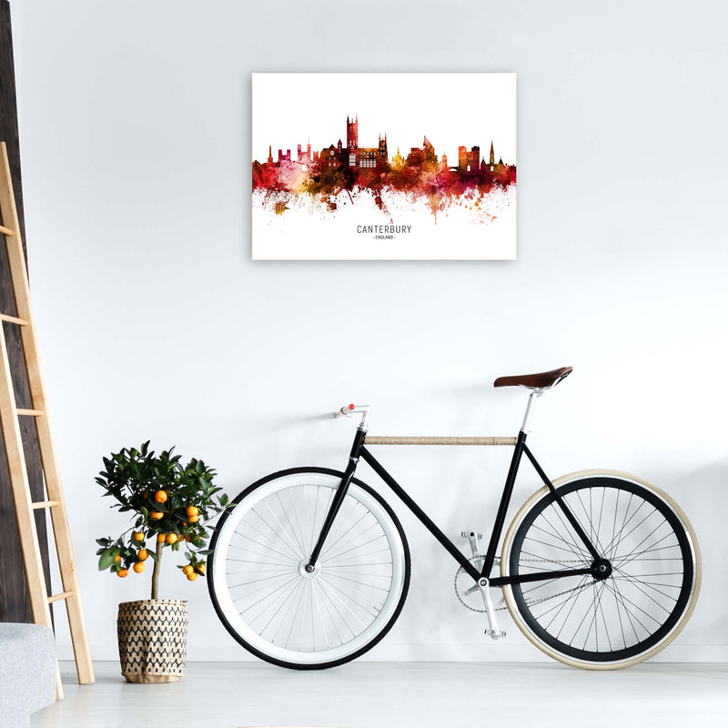 Canterbury England Skyline Red City Name  by Michael Tompsett A1 Black Frame