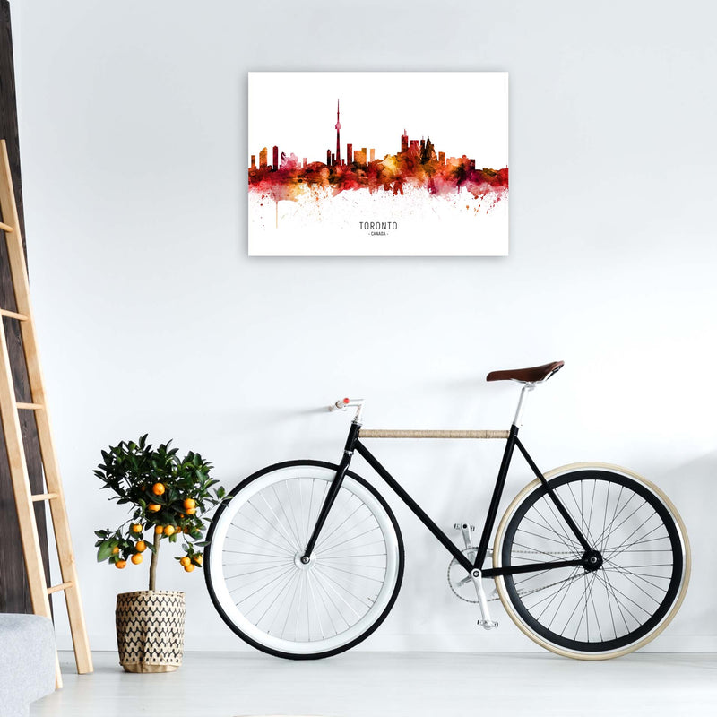 Toronto Canada Skyline Red City Name  by Michael Tompsett A1 Black Frame