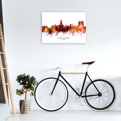 Stoke-On-Trent England Skyline Red City Name  by Michael Tompsett A1 Black Frame