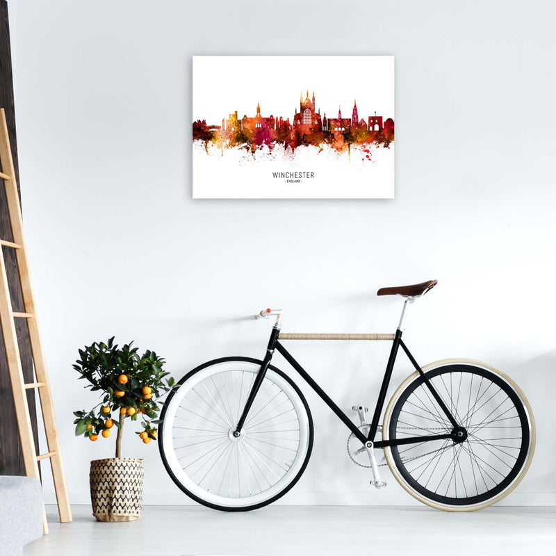 Winchester England Skyline Red City Name  by Michael Tompsett A1 Black Frame