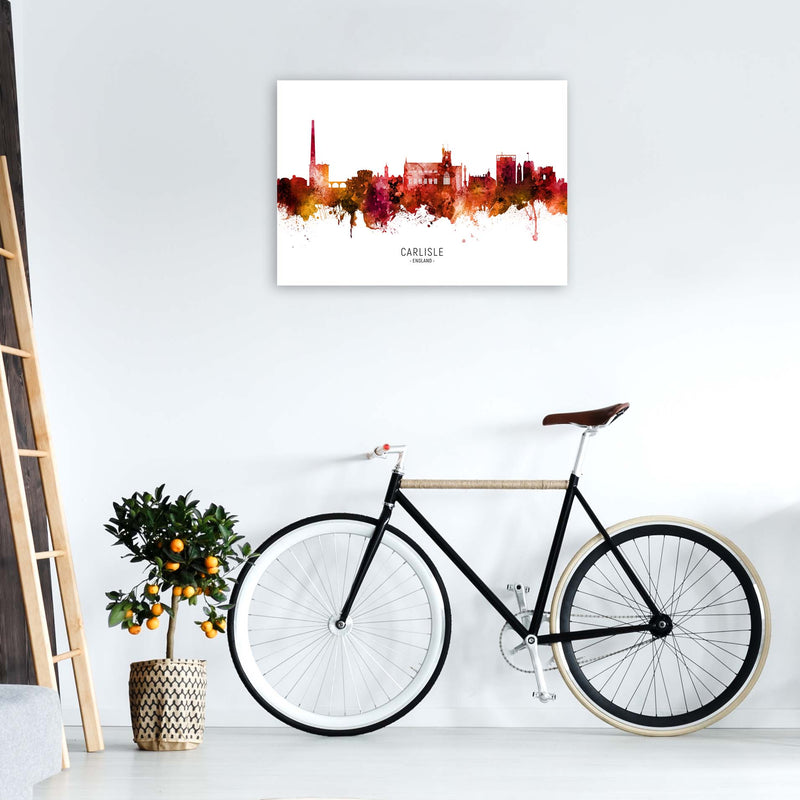Carlisle England Skyline Red City Name  by Michael Tompsett A1 Black Frame