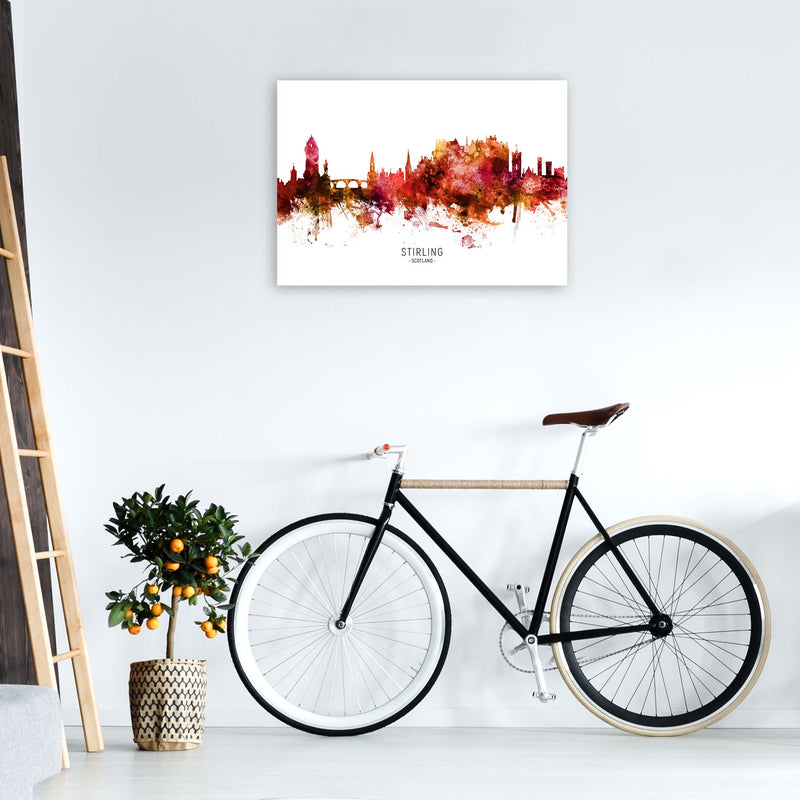 Stirling Scotland Skyline Red City Name  by Michael Tompsett A1 Black Frame