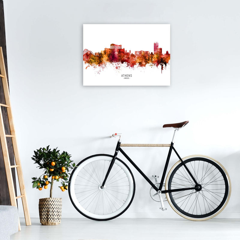 Athens Greece Skyline Red City Name Print by Michael Tompsett A1 Black Frame