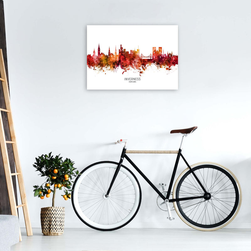 Inverness Scotland Skyline Red City Name  by Michael Tompsett A1 Black Frame