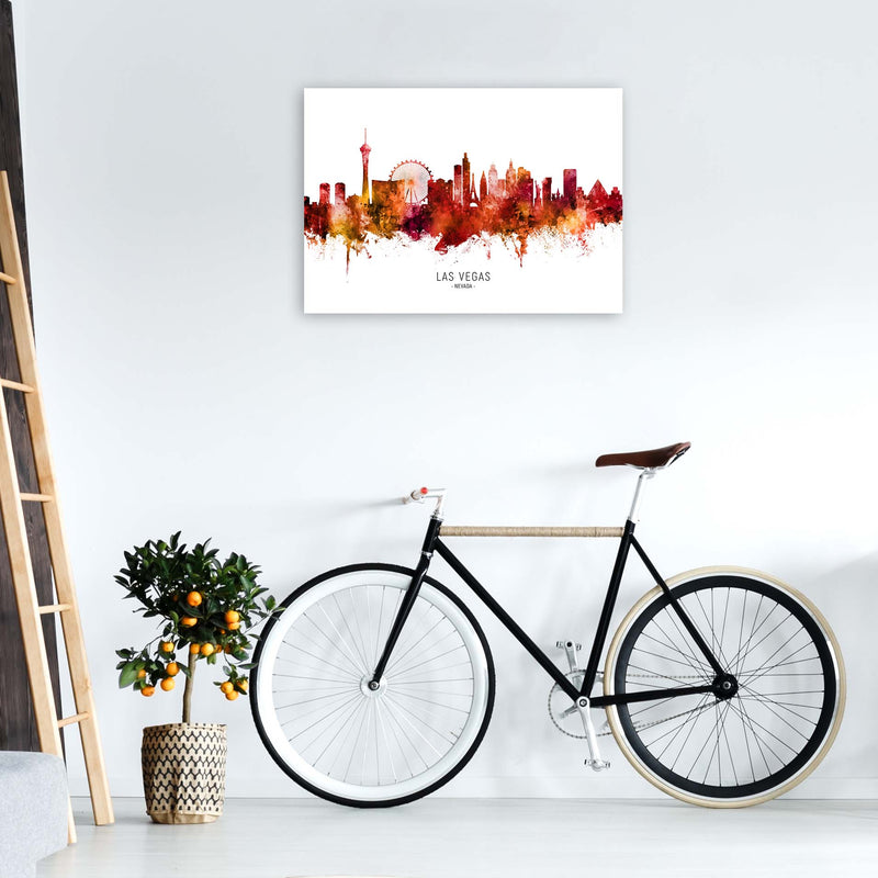 Las Vegas Nevada Skyline Red City Name  by Michael Tompsett A1 Black Frame