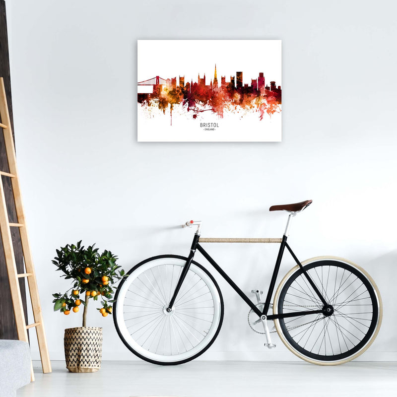 Bristol England Skyline Red City Name  by Michael Tompsett A1 Black Frame