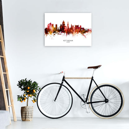Nottingham England Skyline Red City Name  by Michael Tompsett A1 Black Frame