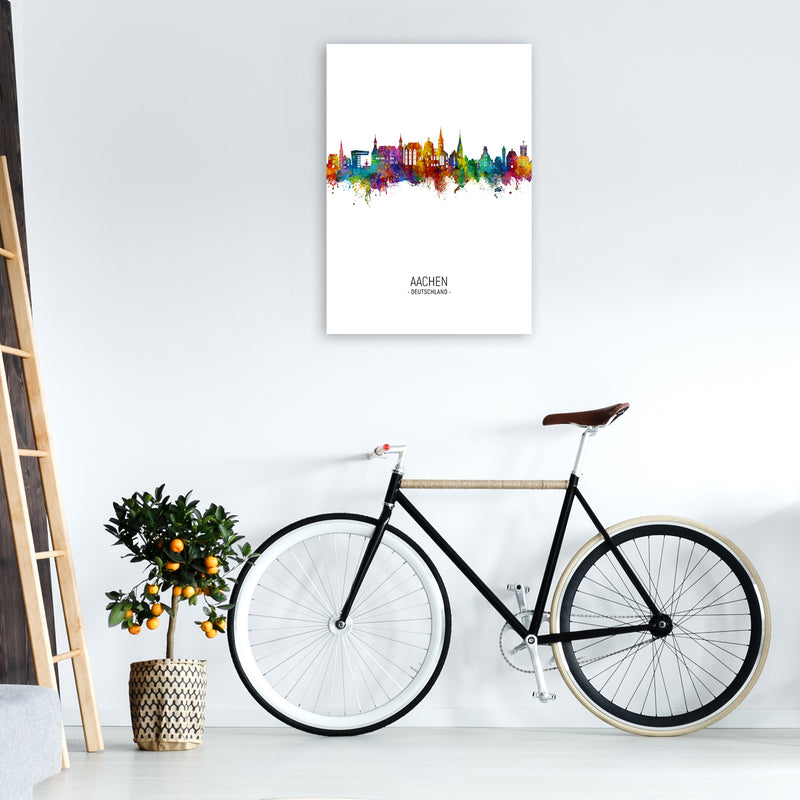 Aachen Deutschland Skyline Portrait Art Print by Michael Tompsett A1 Black Frame