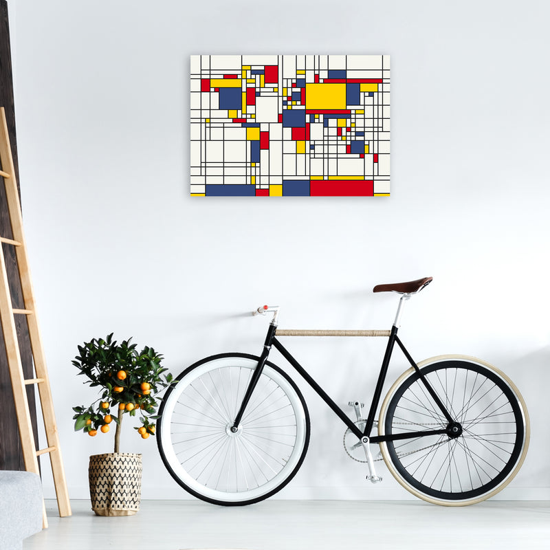 Abstract World Map in the style of Piet Mondrian Art Print by Michael Tompsett A1 Black Frame
